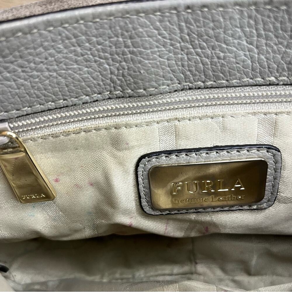 Furla Jo Gray Pebbled Leather Crossbody Micro Mini Bag - Picture 8 of 9